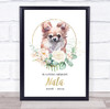 Chihuahua Pet Memorial Peach Gold Floral Wreath Personalised Gift Print