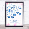 Family Tree Any Names In Hearts Watercolour Blossom Personalised Gift Print