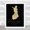 Finland Country Special Date and Occasion Black and Gold Personalised Gift Print