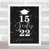 Graduation Celebration Black Gold Stars Special Date Personalised Gift Print