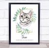Grey Tabby Pet Memorial Forever In Our Hearts Personalised Gift Print