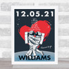 Kissing Astronauts Any Year Anniversary Wedding Date Personalised Gift Print