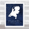 Netherlands Any Date Midnight Watercolour Sparkles Personalised Gift Print