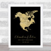 North America Special Date & Occasion Black & Gold Personalised Gift Print