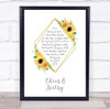 Our Story Sunflower Yellow Special Couple Love Anniversary Personalised Print