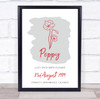 Poppy August Birthday Month Flower Red Line Art Wash Personalised Gift Print
