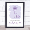 Purple Wash Aster September Flower Birthday Meaning Love Personalised Gift Print