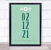 Special Date Fancy Month Mint Green Daisies Floral Personalised Gift Print