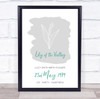 Teal Lily of the Valley May Flower Birthday Meaning Personalised Gift Print