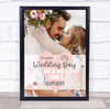 On your Wedding Day Photo Typographic Heart Banner Personalised Gift Print