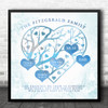 Family Branches Square In Hearts Blue Watercolour Personalised Gift Print