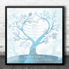 Family Tree Any Name Vintage Blue Watercolour Square Personalised Gift Print