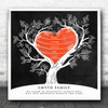 Family Tree Any Names Red Heart Love Chalk Square Personalised Gift Print