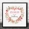 Square Pink Watercolour Floral Heart Anniversary Date Personalised Gift Print