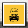 Square Wedding Car Symbol Anniversary Yellow Date Personalised Gift Print