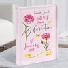 Pink Carnation January Birthday Flower Yellow Butterflies Gift Acrylic Block