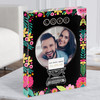 Typewriter Floral Pink Blue Our Story Date & Photo Gift Acrylic Block