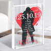 Red Heart Kissing Couple Any Year Anniversary Date Gift Acrylic Block