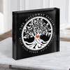 Family Tree Of Life Red Heart Chalk Square Effect Gift Acrylic Block