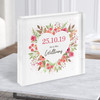 Square Pink Watercolour Floral Heart Anniversary Date Gift Acrylic Block