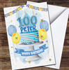 100th Hundred Male Cake Painted Party Balloons Personalised Birthday Card