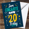 20th Birthday Boy Male Blue Text Personalised Birthday Card