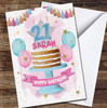 21st Birthday Pink Blue Balloons Sponge Cake Party Personalised Birthday Card 21st Birthday Pink Blue Balloons Sponge Cake Party Personalised Birthday Card