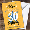 30th Birthday Male Orange Text Personalised Birthday Card
