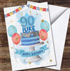 90th Nighty Male Blue Cake Painted Party Balloons Personalised Birthday Card