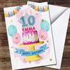 Pink Drip Cake Balloons Children's Age 10 Tenth 10th Personalised Birthday Card