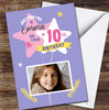 10th Birthday Girl Balloons Pink Photo Personalised Birthday Card