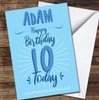 10th Birthday Boy Blue Text Personalised Birthday Card