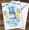 12th Twelve Female Boy Blue Cake Painted Party Balloons Birthday Card