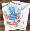 13th Thirteenth Boy Blue Teenager Cake Painted Party Balloons Birthday Card