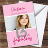 13th Birthday Pink Silver Glitter Female Photo Personalised Birthday Card