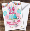 Blue Drip Cake Balloons Children's Age 14 Fourteenth 14th Birthday Card