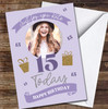 15th Today Birthday Girl Purple Gift Banner Photo Personalised Birthday Card