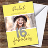 16th 16 & Fabulous Yellow Silver Glitter Photo Personalised Birthday Card