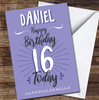 16th Birthday Boy Purple Text Personalised Birthday Card