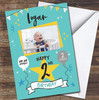 2nd Birthday Boy Turquoise Party Bright Photo Personalised Birthday Card