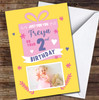 2nd Birthday Girl Yellow Pink Gift Photo Personalised Birthday Card