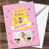 3rd Birthday Girl Yellow Pink Cake Photo Personalised Birthday Card