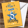 5th Birthday Boy Orange Blue Text Personalised Birthday Card