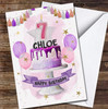 Purple Drip Cake Balloons Children's Age 7 Seventh 7th Birthday Card
