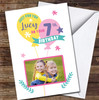 7th Birthday Girl Balloons Pink Photo Personalised Birthday Card