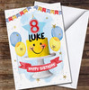 8th Eighth Smile Happy Cake Painted Party Balloons Personalised Birthday Card