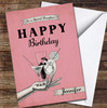 Daughter Pink Background Retro Hand Holding Cocktails Personalised Birthday Card