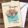 Green Envelope Flower Bouquet Wonderful Grandma Happy Personalised Birthday Card