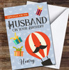 Husband Hot Air Balloon Moustache And Flying Presents Personalised Birthday Card
