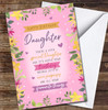 Special Daughter Happy Text Flowers Floral Frame Pink Personalised Birthday Card